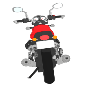 駐車するオートバイの後ろ姿のイラスト
