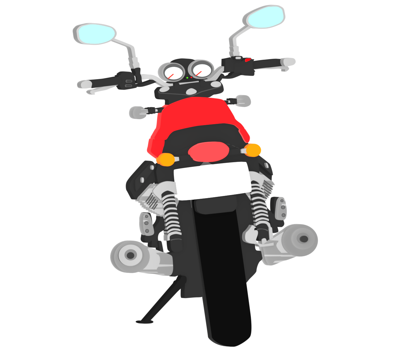 駐車をするオートバイの後ろ姿のイラスト