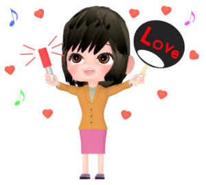 ペンライトを振るアイドルファンのイラスト