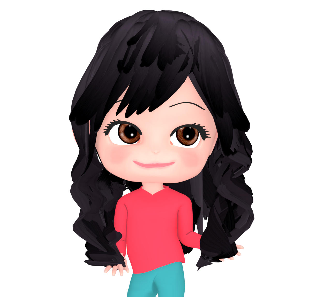 パーマをかけたかわいい女性のイラスト