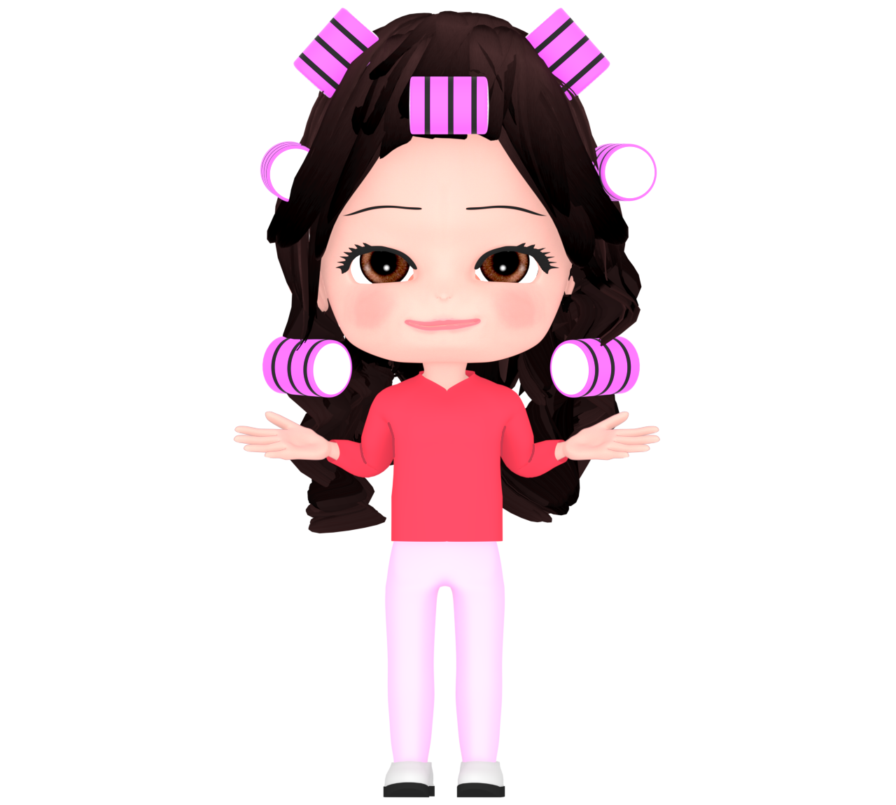 パーマロッド カーラーをつける女性のイラスト