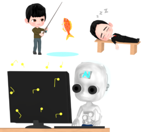 仕事をAIに任せる人のイラスト