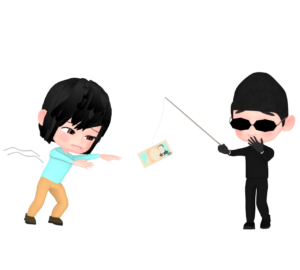 お金に釣られる人のイラスト
