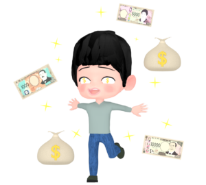 お金に目がくらむ人のイラスト