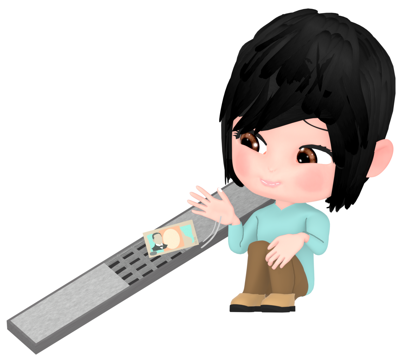 お金をドブに捨てる人のイラスト