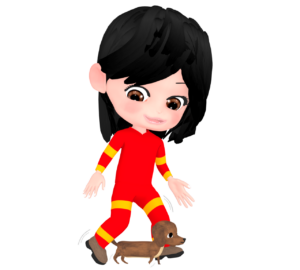 愛犬とドッグダンスをする女性のイラスト