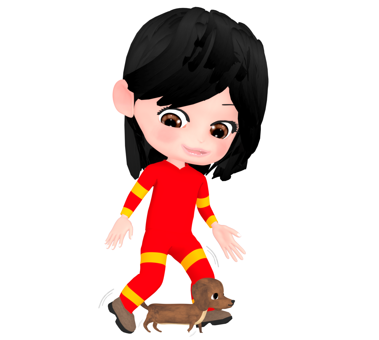 愛犬とドッグダンスをする女性のイラスト