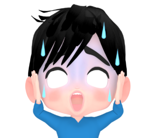 白目でパニックになる男性のイラスト