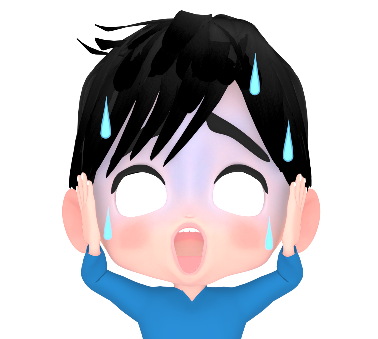 白目でパニックになる男性のイラスト