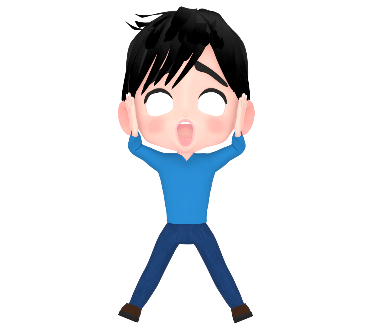 白目でショックを受ける男性のイラスト