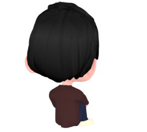 体育座りをする後ろ姿のイラスト