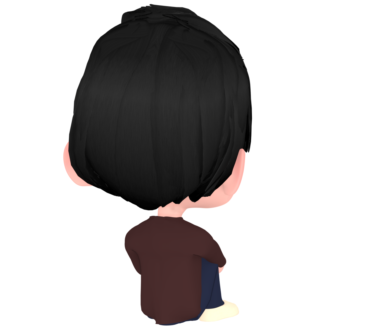 体育座りをする後ろ姿のイラスト