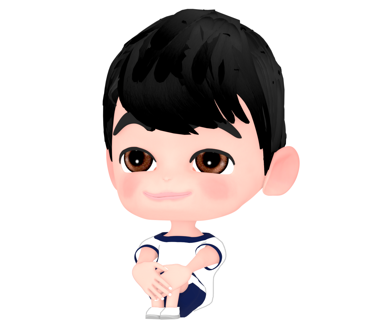 横向きから見る体育座りのイラスト