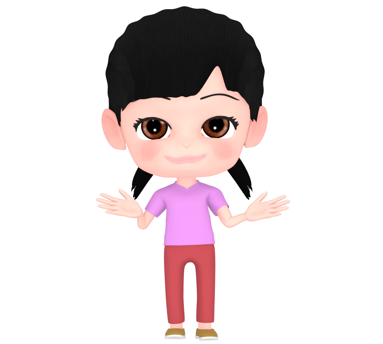 おさげ髪の女の子のイラスト