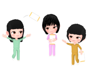 枕投げをするかわいい女子のイラスト