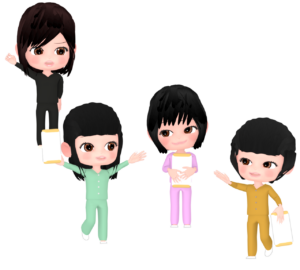 枕投げをする女子と叱る先生のイラスト