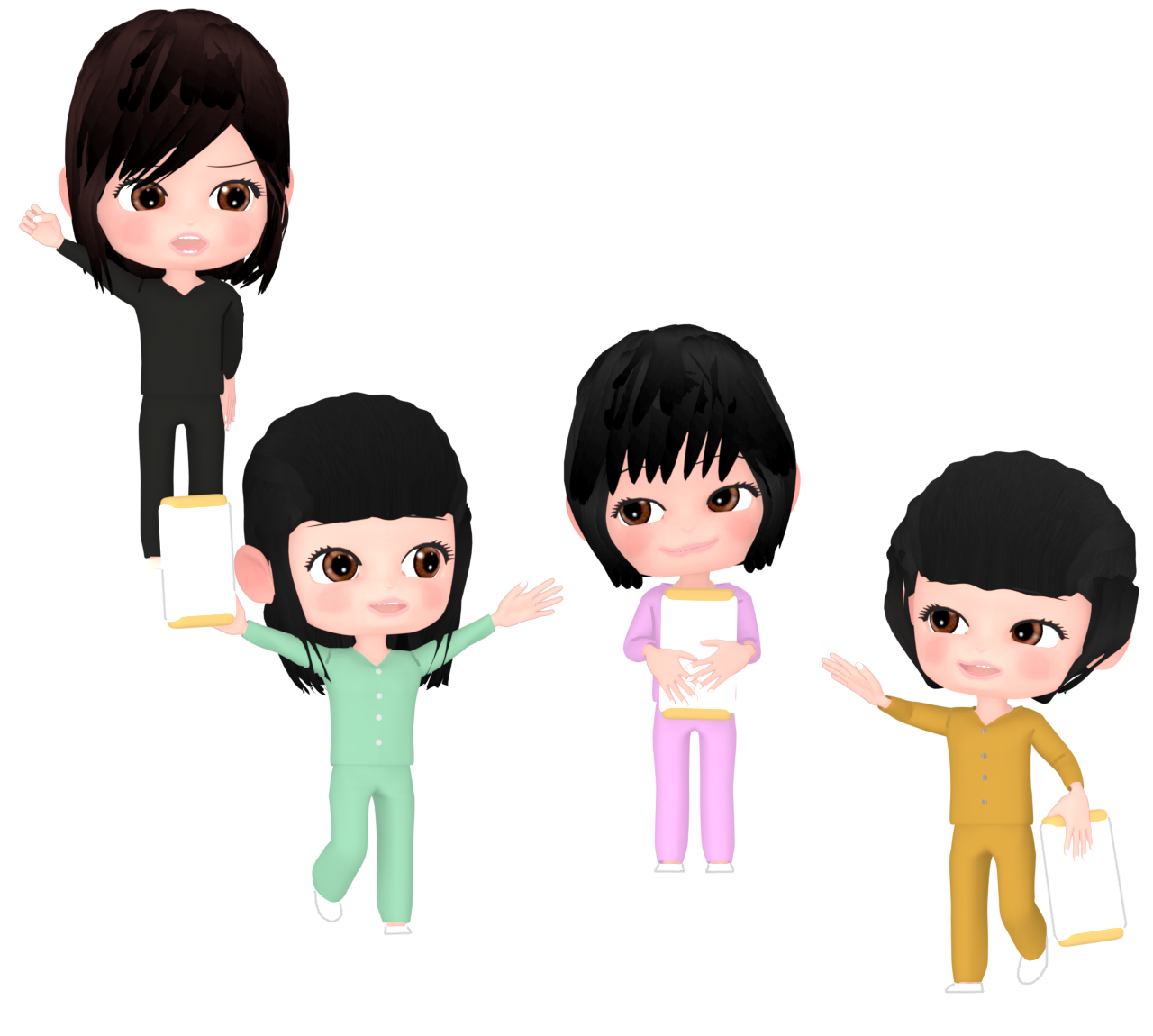 枕投げをする女子と叱る先生のイラスト
