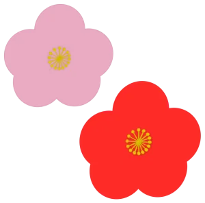 ピンクと赤の梅の花のイラスト