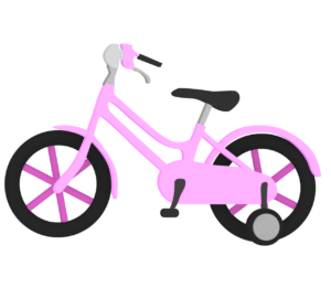 かわいい補助輪付き子供用自転車のイラスト