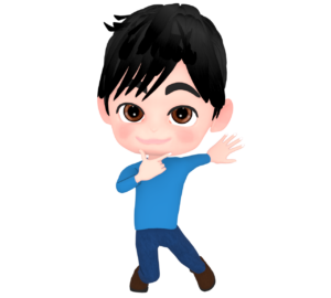 ピストルポーズでカッコつける男性のイラスト
