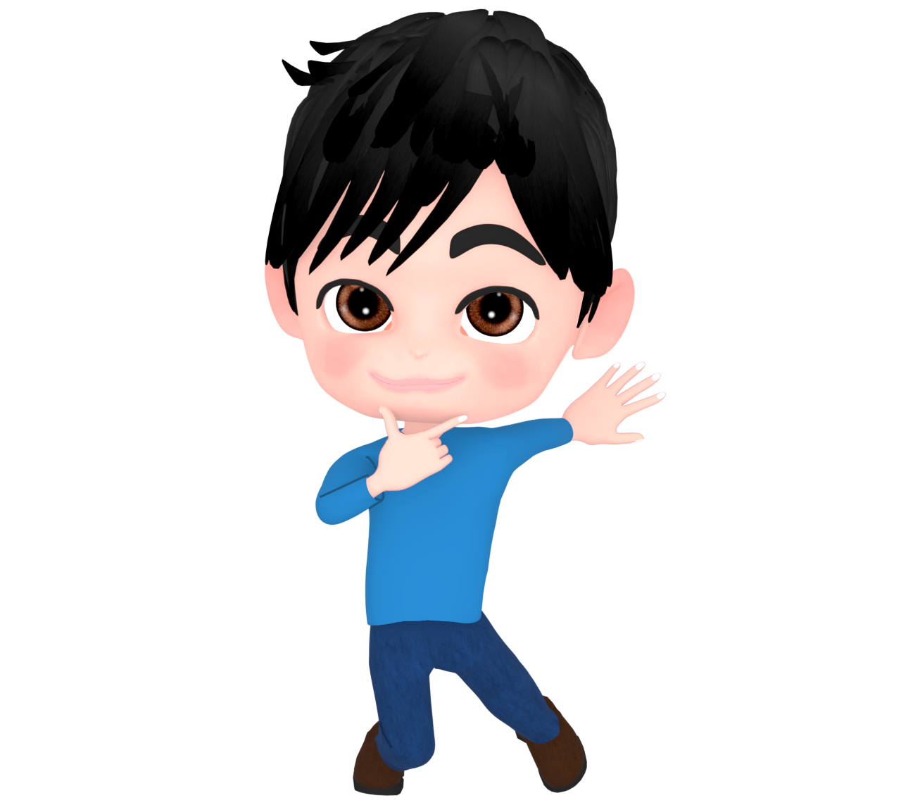 ピストルポーズでカッコつける男性のイラスト