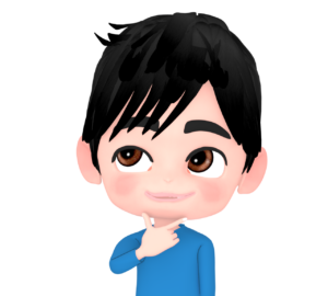 ピストルポーズで考える男性のイラスト