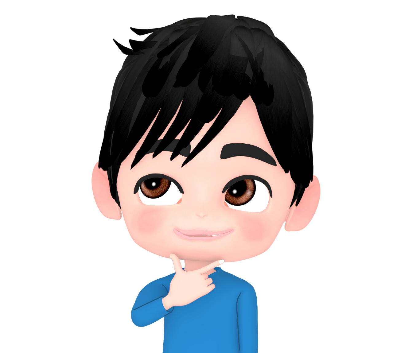 ピストルポーズで考える男性のイラスト