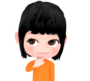 ピストルポーズで考える女性のイラスト