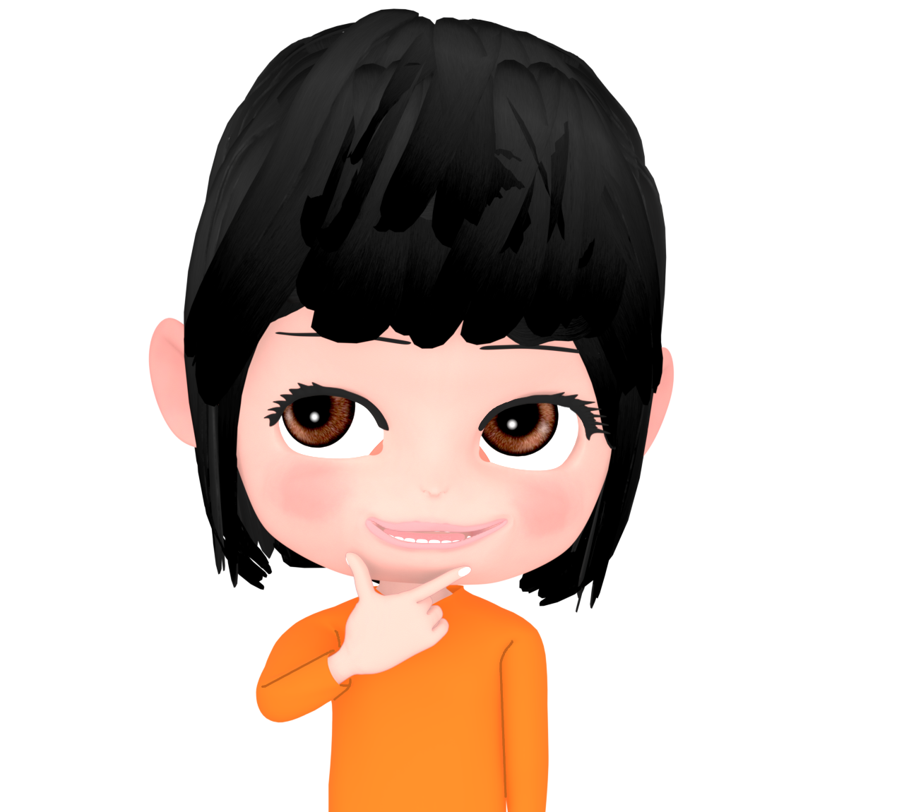 ピストルポーズで考える女性のイラスト