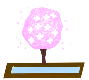 場所取りをするお花見のイラスト