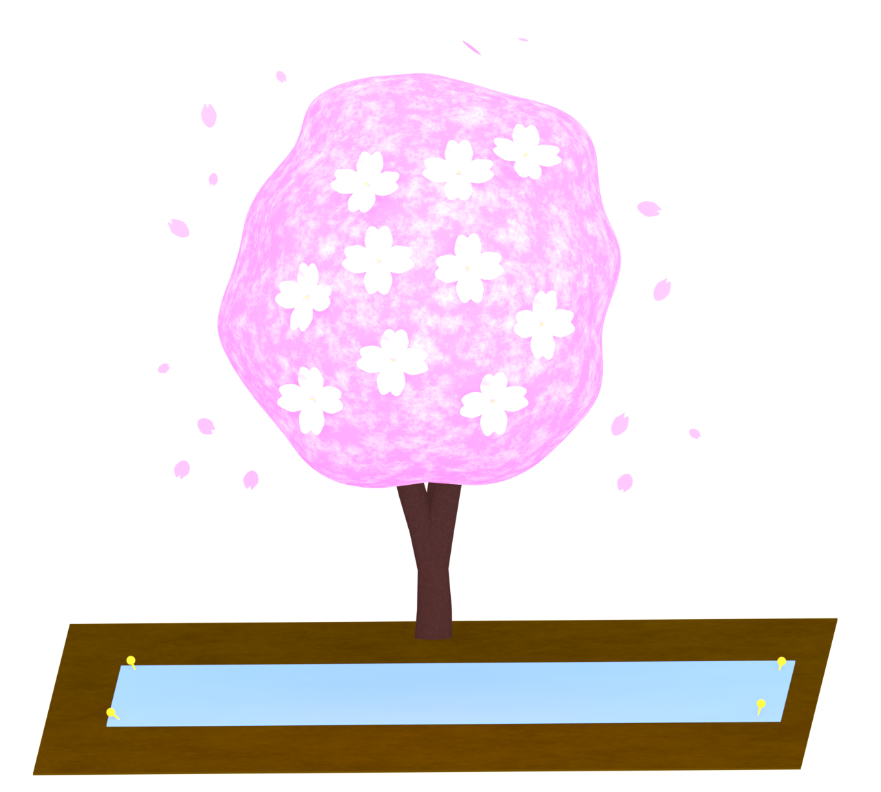 場所取りをするお花見のイラスト