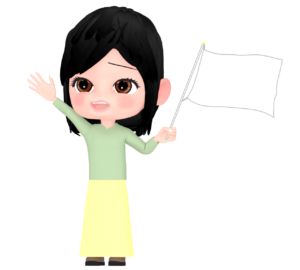 白地の旗を振る女性のイラスト