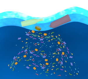 海を汚すプラスチック問題のイラスト