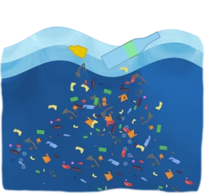 海を汚すプラスチックの環境問題のイラスト