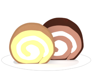 お皿の上のロールケーキのイラスト