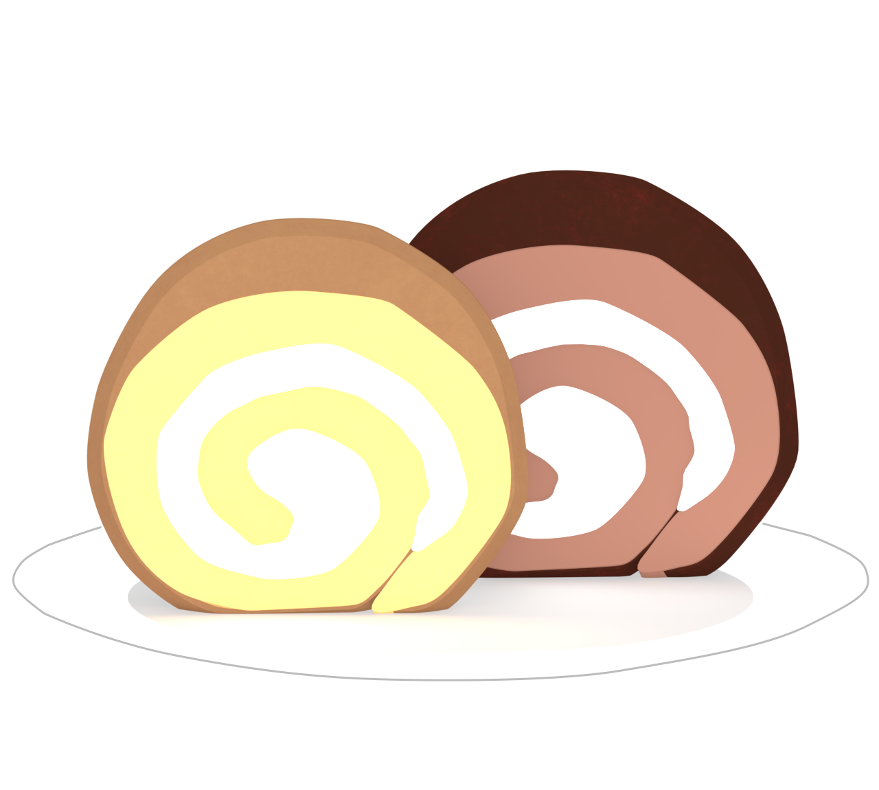 お皿の上のロールケーキのイラスト