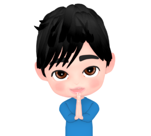 上目遣いでお願い事をするイラスト