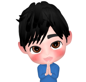 上目遣いでお願い事をする男性のイラスト