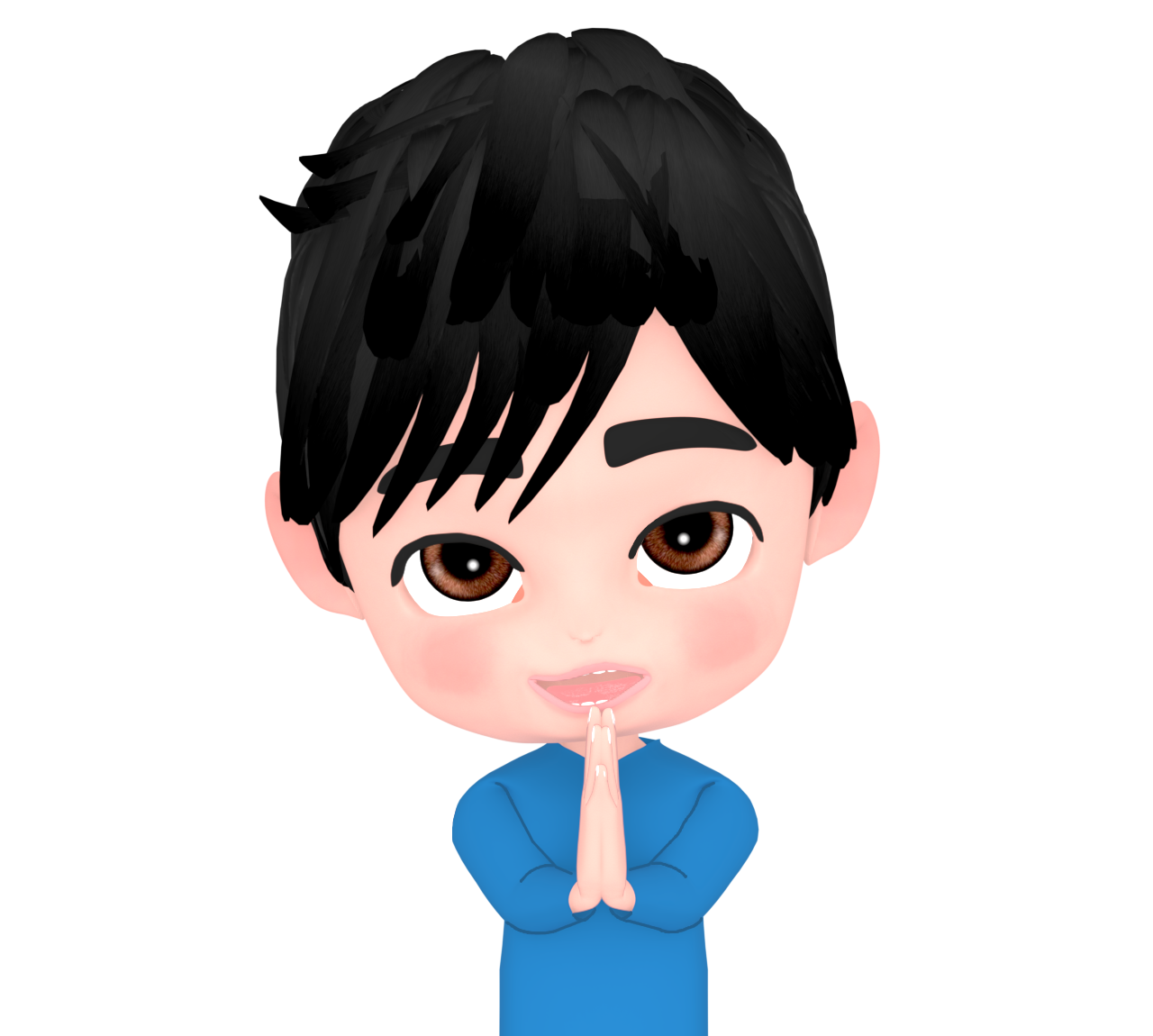 上目遣いでお願い事をするイラスト