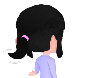 ポニーテールの後姿のイラスト