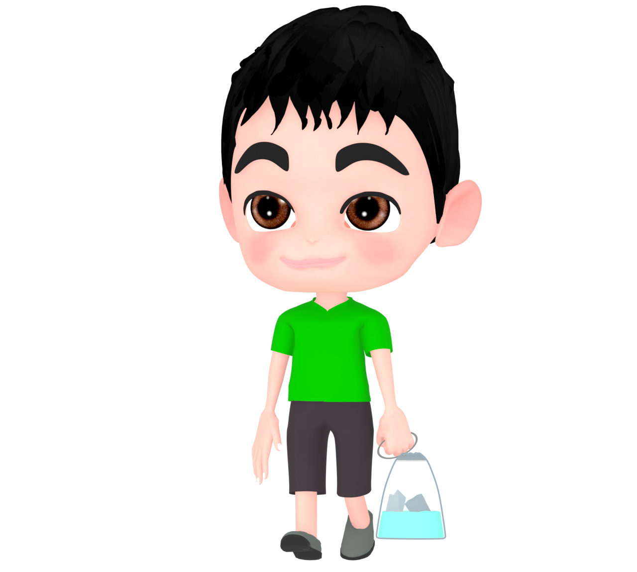 プールバッグを持つ男の子のイラスト