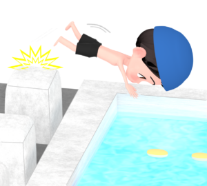 プールで飛び込みをする男性のイラスト