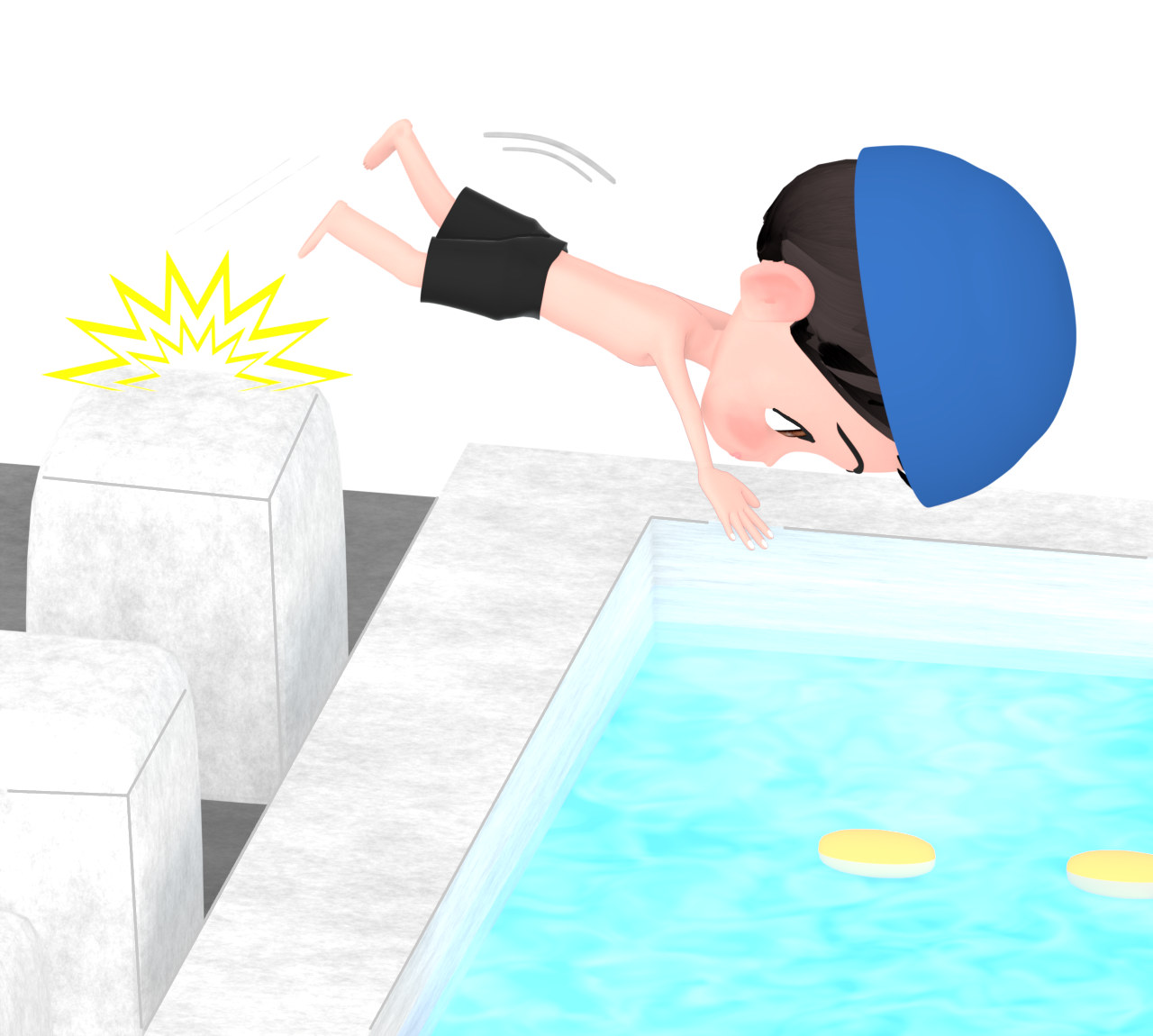 プールで飛び込みをする男性のイラスト