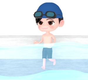 水中ウォーキングをする人のイラスト