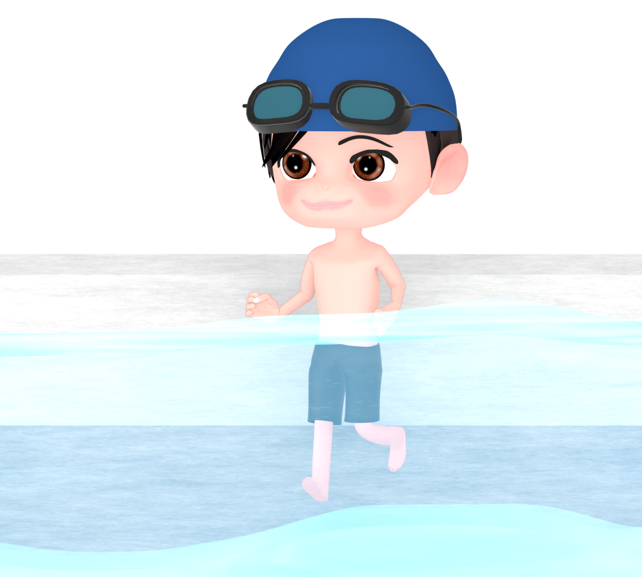 水中ウォーキングをする人のイラスト