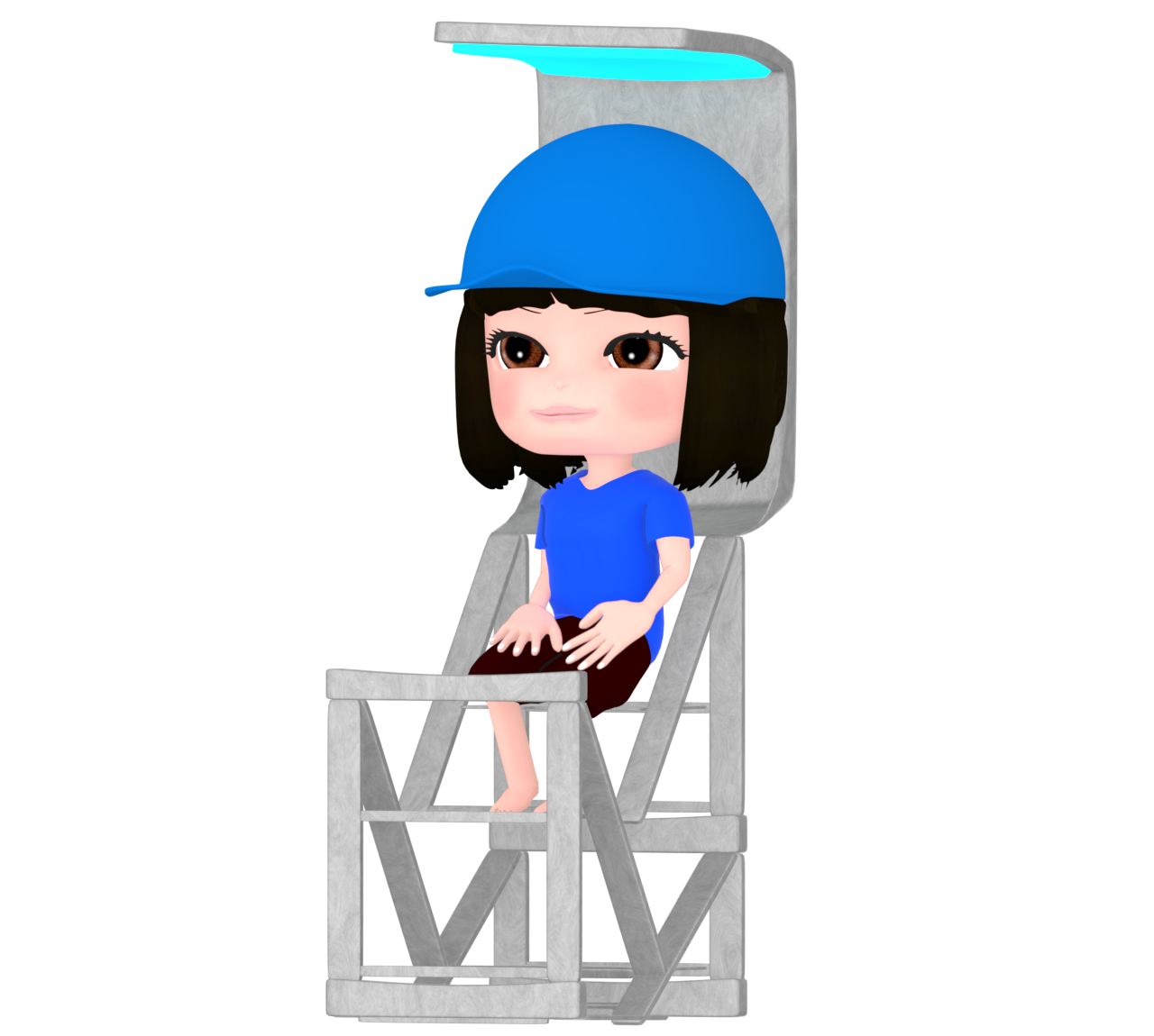 プールの監視台に座る女性監視員のイラスト