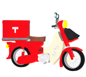 郵便局のバイクのイラスト