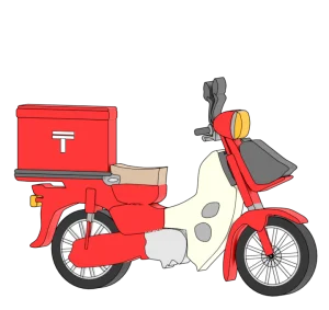 郵便局のバイクのイラスト