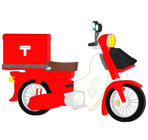 郵便局のバイクのイラスト