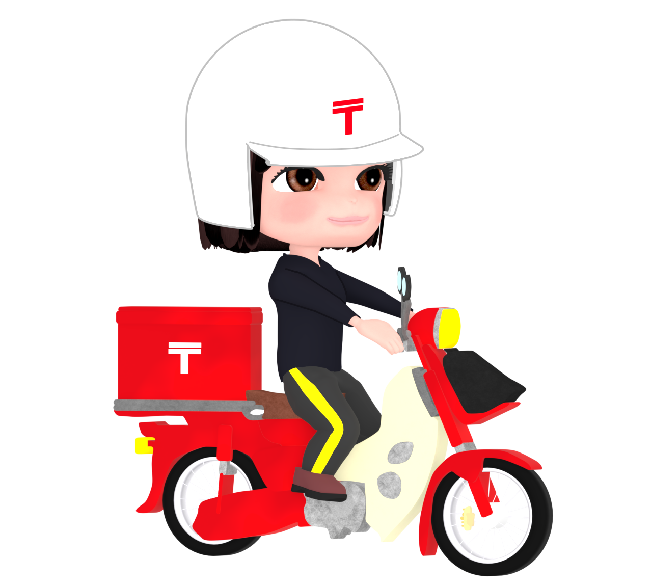 郵便配達をする配達員のイラスト